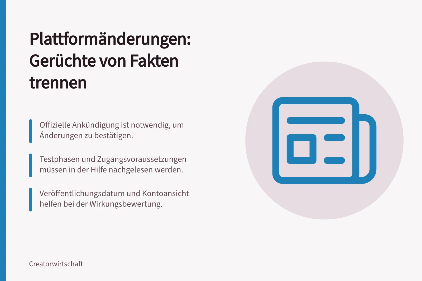 Plattformänderungen: Gerüchte von Fakten trennen: Offizielle Ankündigung ist notwendig, um Änderungen zu bestätigen.; Testphasen und Zugangsvoraussetzungen müssen in der Hilfe nachgelesen werden.; Veröffentlichungsdatum und Kontoansicht helfen bei der Wirkungsbewertung.